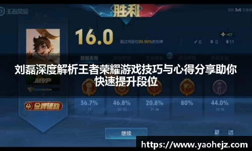 刘磊深度解析王者荣耀游戏技巧与心得分享助你快速提升段位